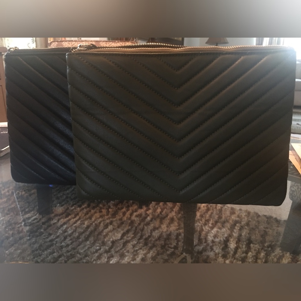 Black and Army Green Quilted Rivet style Wristlet NWOT!!